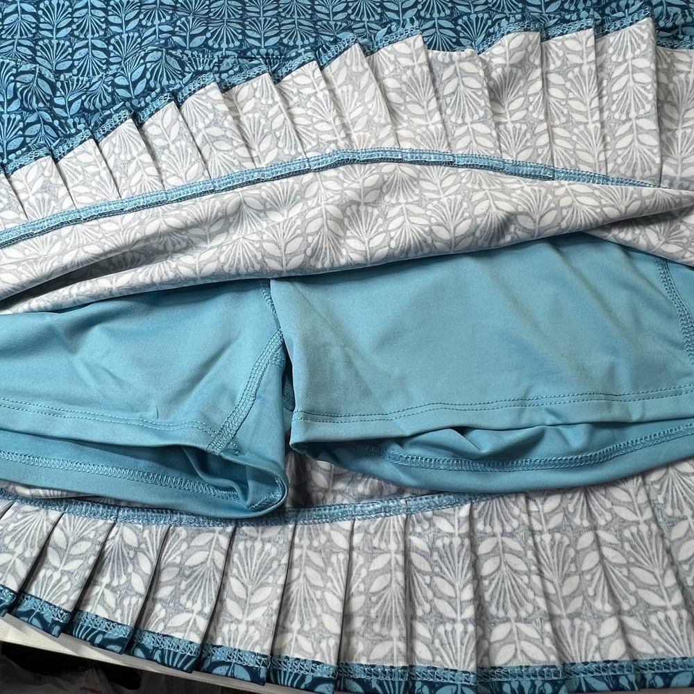 Sigrid Olsen Skort Skirt Box Pleat Blue Sz Large UPF Golf Tennis Pickleball NWT - Picture 8 of 10